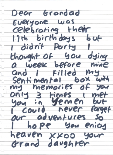 Art of Letter Writing. 2012. Hand-written letter.